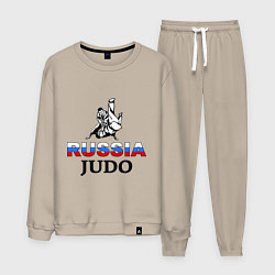 Костюм хлопковый мужской Russia judo, цвет: миндальный