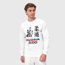 Костюм хлопковый мужской Russia Judo, цвет: белый — фото 2