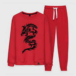 Костюм хлопковый мужской Тату-дракон9, цвет: красный