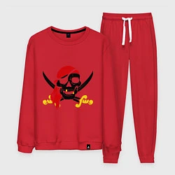 Костюм хлопковый мужской Пиратская футболка, цвет: красный