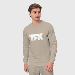 Костюм хлопковый мужской TFK: White Logo, цвет: миндальный — фото 2