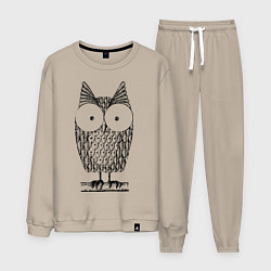 Костюм хлопковый мужской Owl grafic, цвет: миндальный