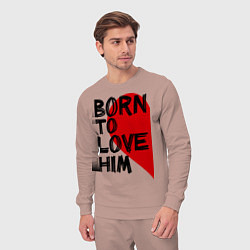 Костюм хлопковый мужской Born to love him, цвет: пыльно-розовый — фото 2