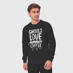 Костюм хлопковый мужской Ghouls Love Coffee, цвет: черный — фото 2
