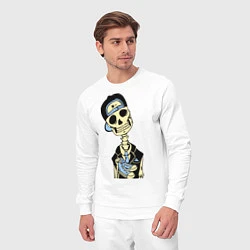 Костюм хлопковый мужской Скелет в кепке, цвет: белый — фото 2