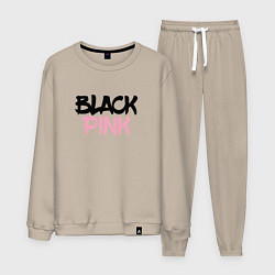 Костюм хлопковый мужской Black Pink Graffiti, цвет: миндальный