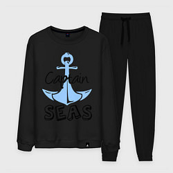Костюм хлопковый мужской Captain seas, цвет: черный