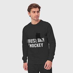 Костюм хлопковый мужской Russian hockey, цвет: черный — фото 2