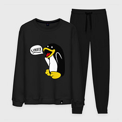 Костюм хлопковый мужской Пингвин: Linux, цвет: черный