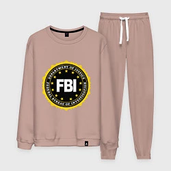Костюм хлопковый мужской FBI Departament, цвет: пыльно-розовый