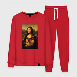 Костюм хлопковый мужской Мона Лиза и Фастфуд, цвет: красный