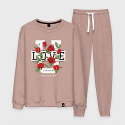 Костюм хлопковый мужской Love u forever flowers, цвет: пыльно-розовый