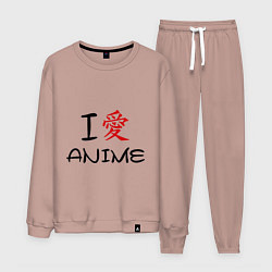 Костюм хлопковый мужской I love anime, цвет: пыльно-розовый