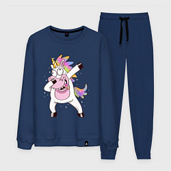 Костюм хлопковый мужской Dabbing Unicorn, цвет: тёмно-синий