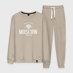 Костюм хлопковый мужской Москва Born in Russia, цвет: миндальный