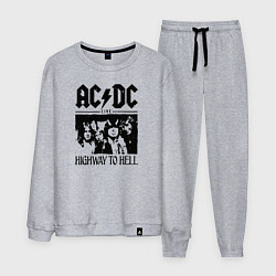 Костюм хлопковый мужской ACDC highway to hell, цвет: меланж