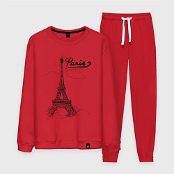 Костюм хлопковый мужской Париж, цвет: красный