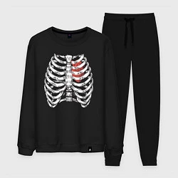 Костюм хлопковый мужской Skeleton, цвет: черный