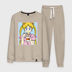 Костюм хлопковый мужской Sailor Moon Usagi Tsukino, цвет: миндальный