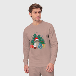 Костюм хлопковый мужской New Year Totoro, цвет: пыльно-розовый — фото 2