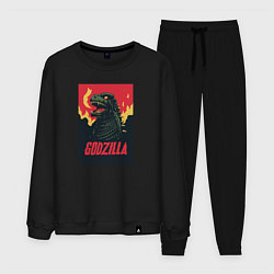 Костюм хлопковый мужской Godzilla, цвет: черный