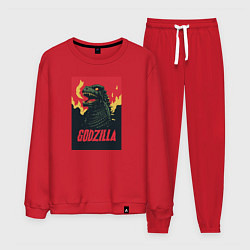 Костюм хлопковый мужской Godzilla, цвет: красный