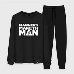 Костюм хлопковый мужской Manners maketh man, цвет: черный