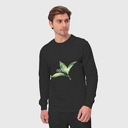 Костюм хлопковый мужской Reflex листья, цвет: черный — фото 2