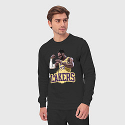 Костюм хлопковый мужской LeBron - Lakers, цвет: черный — фото 2