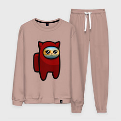 Костюм хлопковый мужской Among us Cat, цвет: пыльно-розовый