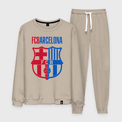 Костюм хлопковый мужской Barcelona FC, цвет: миндальный