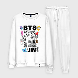 Костюм хлопковый мужской BTS BT21, цвет: белый