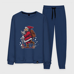 Костюм хлопковый мужской Санта на самокате, цвет: тёмно-синий