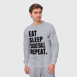 Костюм хлопковый мужской EAT SLEEP BASKETBALL REPEAT, цвет: меланж — фото 2