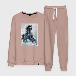 Костюм хлопковый мужской Лошадь арт, цвет: пыльно-розовый