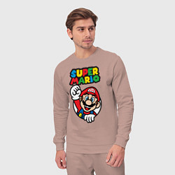 Костюм хлопковый мужской Mario, цвет: пыльно-розовый — фото 2