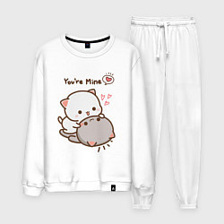 Костюм хлопковый мужской Влюблённые котята, цвет: белый