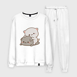 Костюм хлопковый мужской Милые котики, цвет: белый