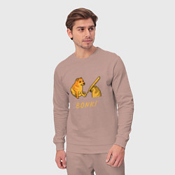 Костюм хлопковый мужской Doge Bonk go to horny jail, цвет: пыльно-розовый — фото 2