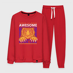 Костюм хлопковый мужской Tiger Awesome, цвет: красный