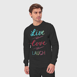 Костюм хлопковый мужской Live love laugh, Живи, люби, цвет: черный — фото 2