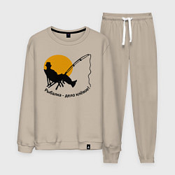 Костюм хлопковый мужской Рыбалка-дело клёвое, цвет: миндальный