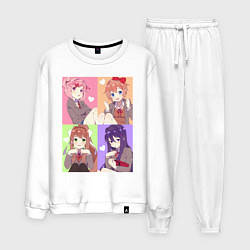 Костюм хлопковый мужской Girls Doki Doki коллаж, цвет: белый