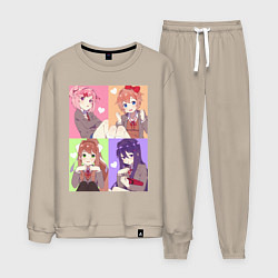 Костюм хлопковый мужской Girls Doki Doki коллаж, цвет: миндальный