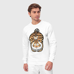 Костюм хлопковый мужской Семейка тигров, цвет: белый — фото 2
