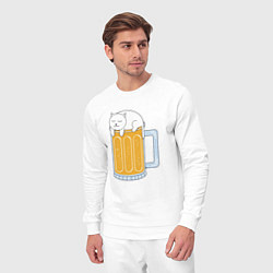 Костюм хлопковый мужской Beer Cat, цвет: белый — фото 2