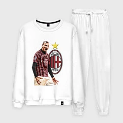 Костюм хлопковый мужской Zlatan Ibrahimovic Milan Italy, цвет: белый