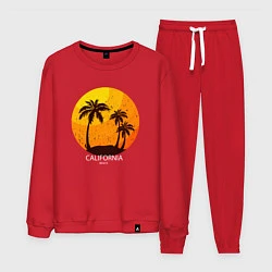 Костюм хлопковый мужской Лето, пальмы, Калифорния, цвет: красный