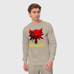 Костюм хлопковый мужской Ведьмак 2077 Школа Волка, цвет: миндальный — фото 2