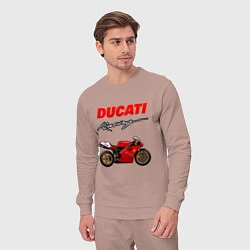 Костюм хлопковый мужской DUCATI ДУКАТИ MOTOSPORT, цвет: пыльно-розовый — фото 2